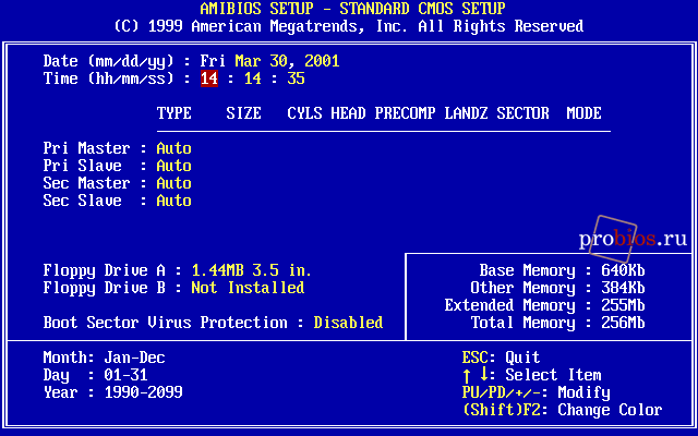  STANDARD CMOS SETUP