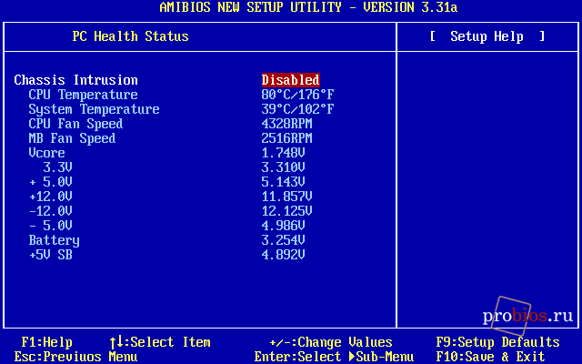 Пункт Hardware Monitor Setup