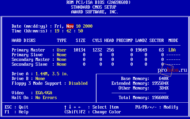  STANDARD CMOS SETUP