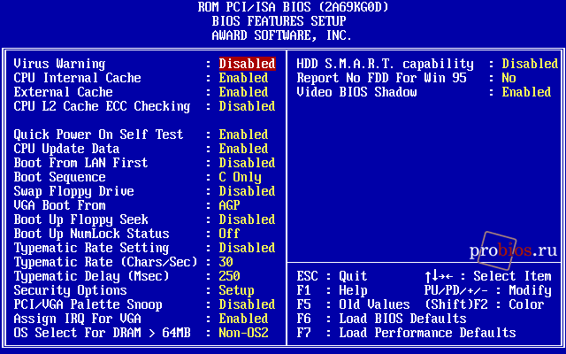  BIOS FEATURES SETUP