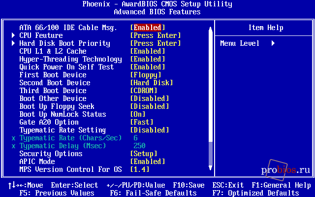  Advanced BIOS Features